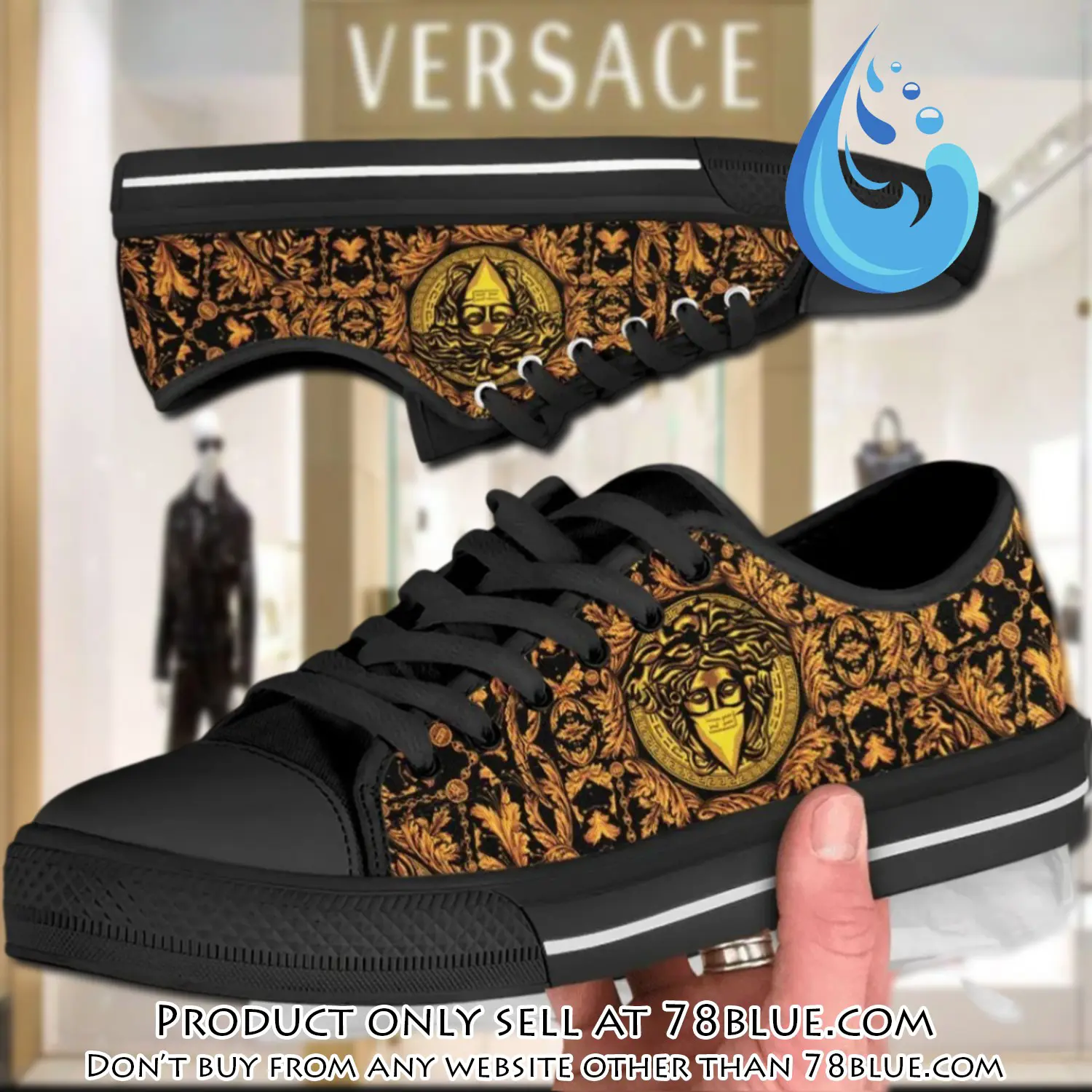 Versace medusa gold low top canvas shoes luxury brand gifts for men women 78b0529334